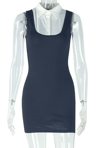Layered Collar Sleeveless Dress