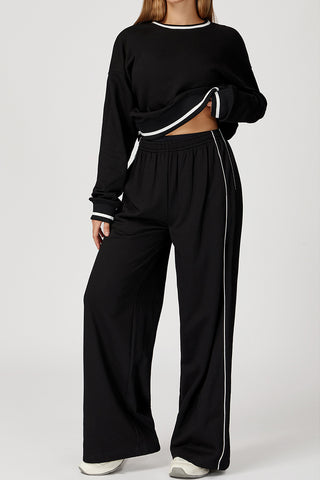Relaxed Wide-Leg Joggers with Contrast Trim