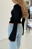 Wrap Tie Waist Long Sleeve Top