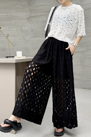 Wide-Leg Cut-Out Casual Pants