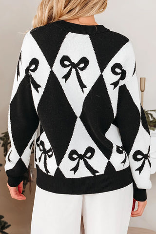 Bow Print Knit Sweater