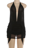 Elegant Plunge Halter Dress