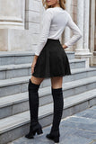 Button-Front A-Line Mini Skirt