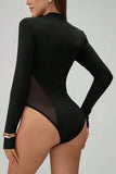 Sheer Panel Long Sleeve Bodysuit