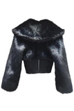 Zip-Front Cropped Faux Fur Jacket