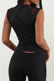 Lace Trim Ribbon Tie Tank Top