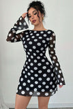 Polka Dot Deep V-Back Mini Dress