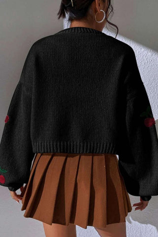 Cherry Motif Cropped Cardigan
