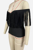 Fringe-Detail Off-Shoulder Tank Top