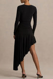 Asymmetric Draped Casual Dress