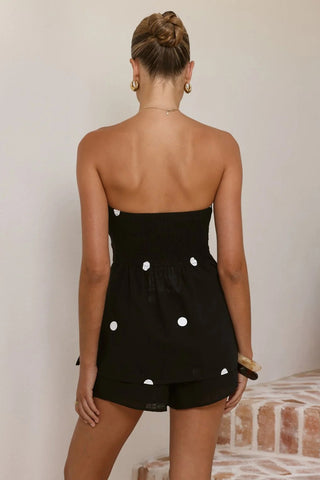 Polka Dot Strapless Shorts Set