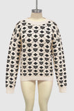 Heart Pattern Crewneck Sweater