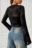 Sheer Spiderweb Long Sleeve Top