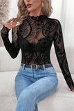 Long-Sleeve Lace Patterned Top