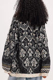 Button-Front Patterned Cardigan