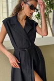 Collared Tie-Waist Casual Dress