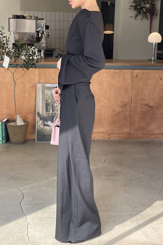 High-Waist Pleated Wide-Leg Pants