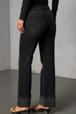 Studded Cuff Straight-Leg Jeans
