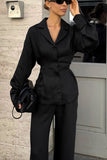 Tie-Waist Long Sleeve Pants Set