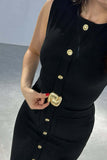 Sleeveless Button-Front Casual Dress