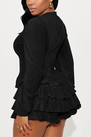 Ruffle Tiered Lace-Up Mini Dress