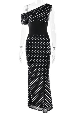 Off-Shoulder Polka Dot Night Dress