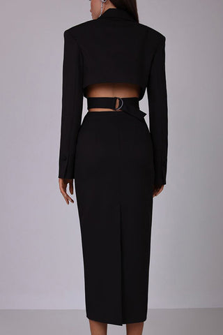 Button-Up Midi Blazer Dress