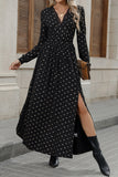 Plunge Neck Print Maxi Dress