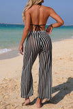 Striped Bikini Set with Wide-Leg Pants