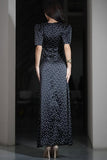 Polka Dot Maxi Dress with Lace Detail