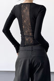 Lace-Back Long-Sleeve T-Shirt