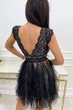 Lace V-Neck Flared Casual Dress
