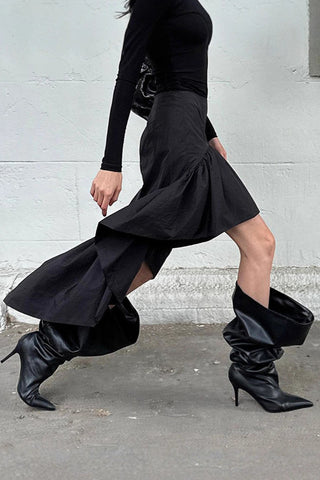 Asymmetrical Ruffle Midi Skirt