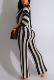 Striped Button-Front Pants Set