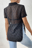 Sheer Tie-Front Collared Top