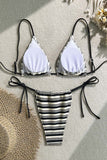 Striped Triangle Bikini Set
