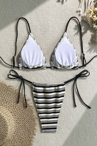 Striped Triangle Bikini Set
