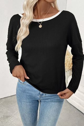 Bow-Back Detail Long Sleeve Top