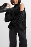 Off-Shoulder Pleated Blouse