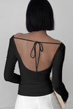 Off-Shoulder Fitted Long Sleeve Top