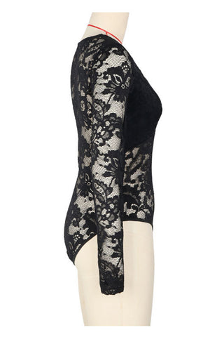 Lace Long Sleeve V-Neck Bodysuit