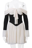 Off-Shoulder Tie-Front Casual Dress