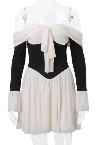 Off-Shoulder Tie-Front Casual Dress