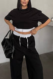 Casual Two-Piece Set with Cropped Top