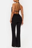 Halter Neck Top and Flared Pants Set