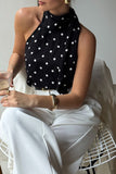 Chic Halter Neck Polka Dot Tank