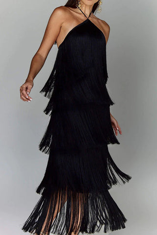 Fringe Halter Night Out Dress
