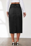 High-Slit Denim Midi Skirt