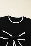 Contrast Trim Bow Holiday Sweater