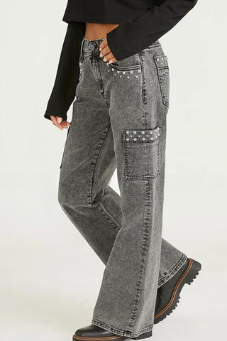 Cargo Pocket Straight-Leg Jeans
